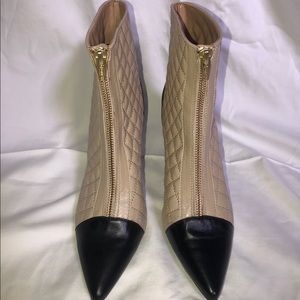 Neiman Marcus Black and Tan quilted leather bootie